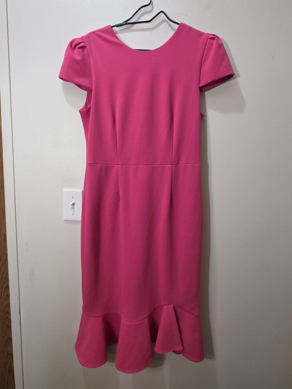 Sage Fuchsia Pink Puff-Sleeve Ruffle Hem Midi Dress Dolores Umbridge Size 10